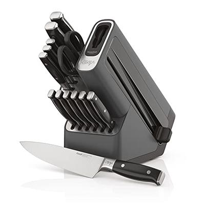 Aoibox 19-Piece Stainless Steel Kitchen Knife Set with Wooden Knife Block, Red