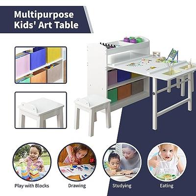 Tangkula Kids Study Table And Chair Set Wooden Activity Art Desk W