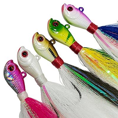 kmucutie 5 pcs glow bucktail Jigs saltwater or freshwater bait ，for bass flounder  fluke striper fishing lure (Mixed color A, 1 OZ) - Yahoo Shopping