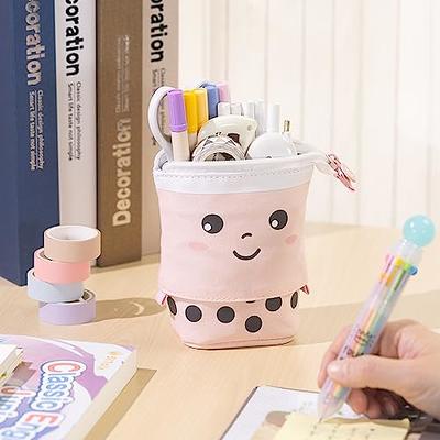 ANGOOBABY Small Pencil Case Student Pencil Pouch Coin Pouch Cosmetic Bag  Office Stationery Organizer for Teen School-Pink