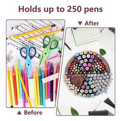 kaileyouxiangongsi Rotating Art Supply Storage Organizer,Pencil Holder with  9 Compartment, Pen Storage Organizer, for Kids Art Desk, Homeschool