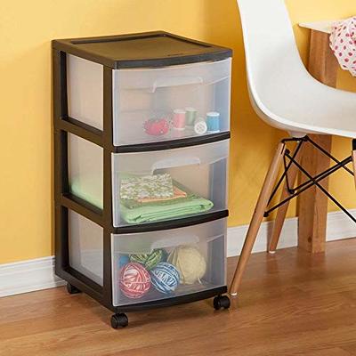 MQ 3-Drawer Plastic Rolling Storage Cart with Casters in Black (2 Pack)