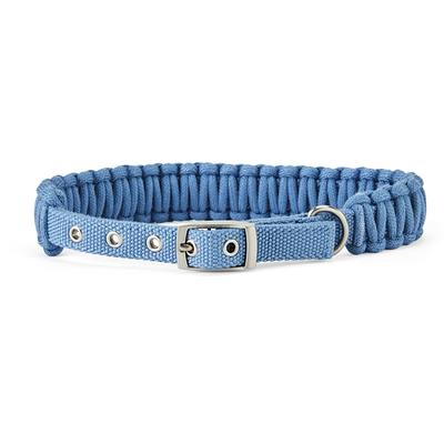 YOULY The Classic Blue Webbed Nylon Dog Collar, Small