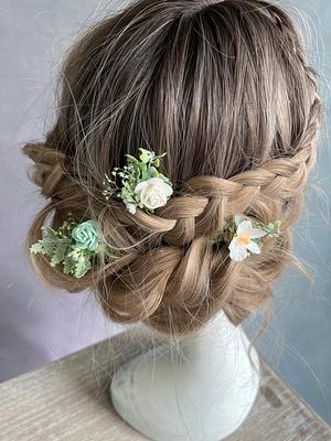 White Floral hair pins, flower hair accessories for wedding