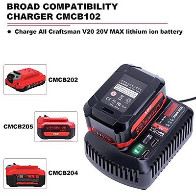 Kotoate 20V Battery Charger Replacement for Craftsman V20 Battery Charger  CMCB104 Compatible with Craftsman V20 20-Volt Max Lithium Ion Battery  CMCB202 CMCB204 CMCB201 CMCB205 CMCB102, with 2 USB Port - Yahoo Shopping