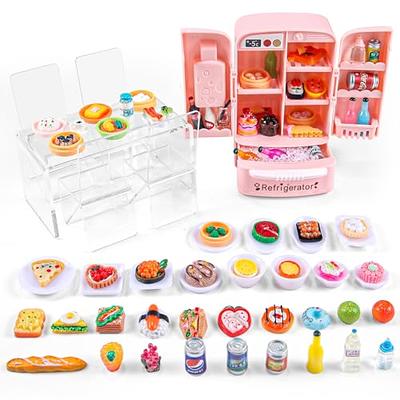 Mini Dollhouse Fridge Miniature Dollhouse Refrigerator Mini Fridge Toy with  Food Mini Toy Refrigerator with Ice Cubes Kids Play Kitchen Furniture Toy