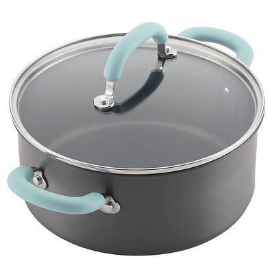 Rachael Ray Create Delicious 9.5 Aluminum Nonstick Deep Skillet with Lid  Light Blue