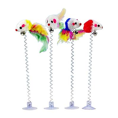  iKOIHO Cat Wand Toy for Indoor Cats 6PCS Fairy Feather Cat Toys  with Retractable Fishing Pole Replaceable Feather Attachments Dragonfly  Tassel Worm with Bells Cat String Kitten Toy Gift (Blue) 