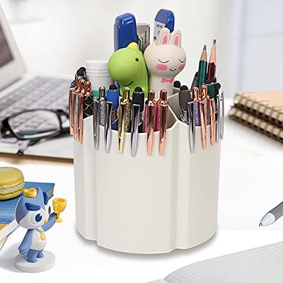 EDENMS Desk Pencil Pen Holder, 5 Slots 360°Degree Rotating Pen Organizers for Desk, Desktop Storage Stationery Supplies Organizer, Cute Pencil Cup Pot