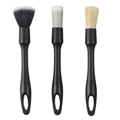 Cobee Car Detailing Brush Set, 3 Pcs Car Interior Detailing Brushes Natural  Boars Hair Detail Brush Auto Ultra-Soft Detail Cleaning Brush Tool for