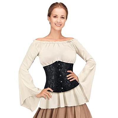 Womens Renaissance Blouse Pirate Shirt Underbust Corset Medieval Tops with  Bustier for Halloween Pirate Costumes, Black, Small : : Clothing,  Shoes & Accessories