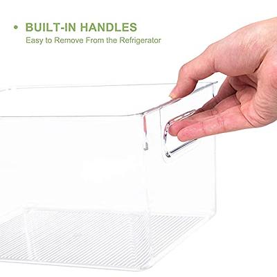 Sorbus 2 Pack Big Square Fridge Bin with Handles, Clear