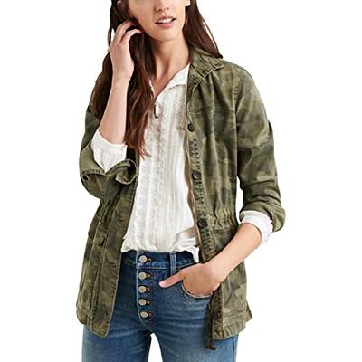 Lucky Brand womens Long Sleeve Button Up Camo Printed Utility