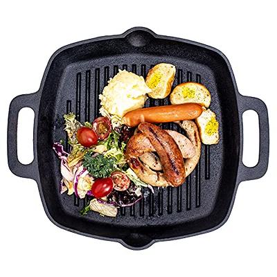 Bruntmor  3-In-1 Pre-Seasoned Cast Iron Rectangle Pan With With Reversible  