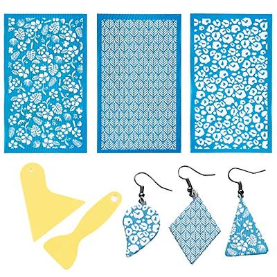 3Pcs Silk Screen Stencils for Polymer Clay, Reusable Silk Screen for  Polymer Clay with 2Pcs Squeegee, Clay Texture Sheets Polymer Clay Earrings  Kit for Polymer Clay Cutters DIY Jewelry Making Supplies 