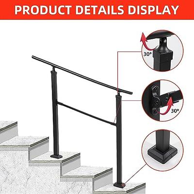 VEVOR 4 ft. Handrails for Outdoor Steps Fit 4 or 5 Steps Outdoor Stair  Railing Wrought Iron Handrail with baluster, Black LTFS4H5BHSTL00001V0 -  The