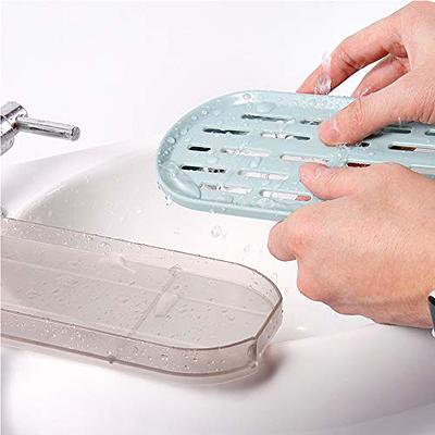 JOMOLA 2Pcs Adhesive Soap Dish for Bathroom Bar Soap Holder for Shower Wall  Double Layer Soap Saver with Drain Plastic Soap Tray for Kitchen Sink