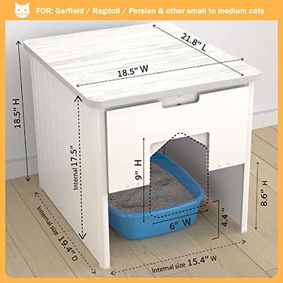 DINZI LVJ Litter Box Enclosure, Cat Litter House with Louvered Doors,  Entrance Can Be on Left or Right Side, Spacious Hidden Cat Washroom for  Most of Litter Box, Cat Furniture Cabinet