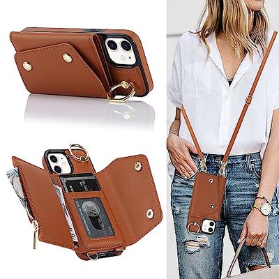 Bocasal Crossbody Wallet Case for iPhone 12 Pro Max, RFID Blocking PU  Leather Zipper Handbag Purse