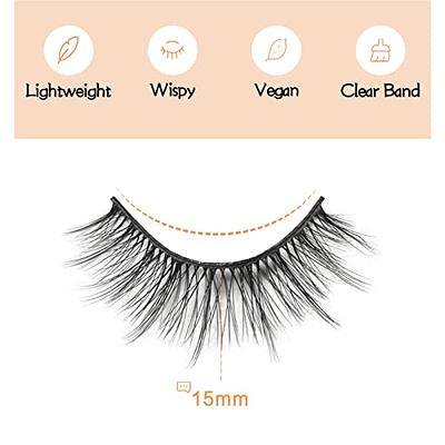 SEMATA 15MM Manga Lashes Faux Mink Lashes Wispy False Lashes Natural Look  Korean Anime Eyelashes Look Like Individual Lashes with Clear Band 10 Pairs  - Yahoo Shopping