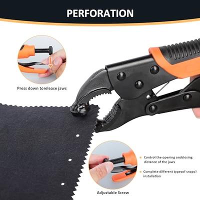 FACULX Snap Button Kit,Heavy Duty Snap Fastener Kit Tool,Metal Snap Buttons  Pliers Fabric LeatherTool with Adjustable Setter Includes 80 Sets Snaps for  Boat Cover Canvas Sewing Tarps (Orange) - Yahoo Shopping