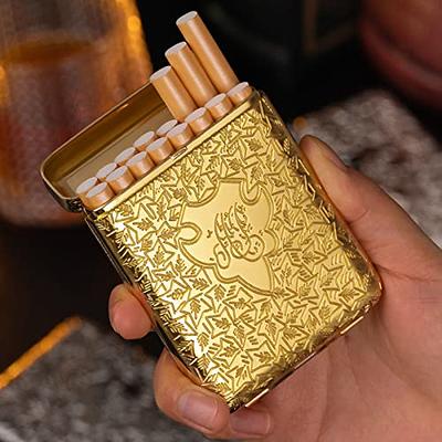 Vintage Smoking Woman Cigarette Case with Built in Lighter Metal Wallet