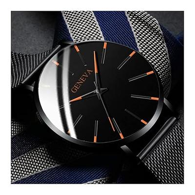 Olevs Watch Men Ultra Thin Black Leather Watch Luxury Minimalist Watches for Mens Wrist Watches Lightweight Dress Waterproof Slim Quartz Analog Simple