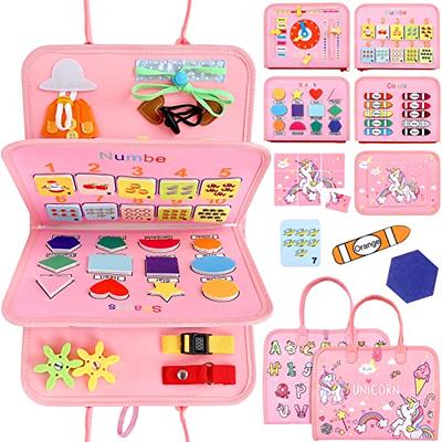 Busy Board for Toddlers Boys Girls Montessori Toys for 2 Year Old - 9 in 1  Preschool Learning Activities Toddler Travel Toys for Ages 2-4 with Life  Skill, Alphabet, Number, Week, Color, Time, Weather