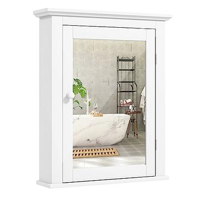 Costway Wall Mounted Bathroom Storage Cabinet Medicine Cabinet Organizer  Shelf W/Double Mirror Door White