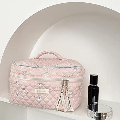 Cotton Makeup Bag Large Travel Cosmetic Bag Quilted Cosmetic Pouch Coquette  A