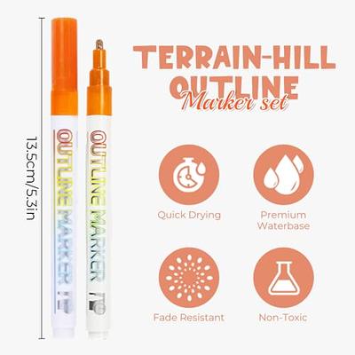 2023 New Double Line Self-outline Glitter Gel Sparkle Markers