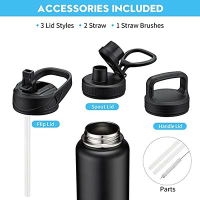 Han's Bottle Sports Water Bottle - 24 Oz, Straw Lid, Leak Proof, Vacuum  Insulated Stainless Steel, Double Walled, Thermo Mug,Black