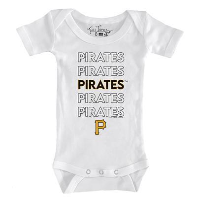 Infant Pittsburgh Pirates Tiny Turnip White/Black TT Rex Raglan 3/4 Sleeve  T-Shirt