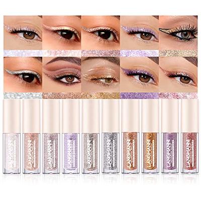 10 Colors Liquid Glitter Eyeliner Metallic Shimmer Glitter Eyeshadow  Pigment Eyebrown Shimmer Waterproof Face Lips Art for Party Festival Makeup