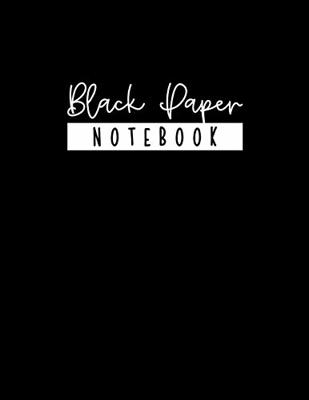 Black Paper Journal: Wide Ruled Lined Paper, Black Pages & white Lines, Black Leather Texture Cover, 100 pages