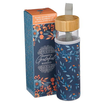 Simply Blessed Glass Water Bottle with Bamboo Lid