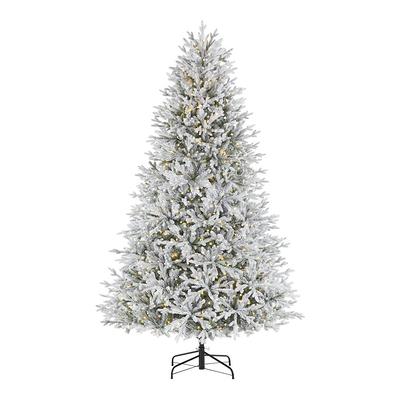 ANGELES HOME 8 ft. White Pre-Lit Hinged Artificial Christmas Tree