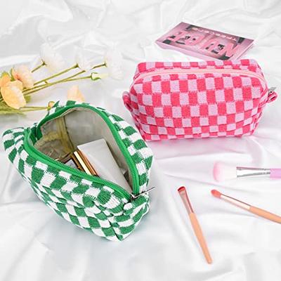 SOIDRAM 2 Pieces Makeup Bag Large Checkered Cosmetic Bag Blue Capacity  Canvas Travel Toiletry Bag Organizer Cute Makeup Brushes Aesthetic  Accessories Storage Bag for Women - Yahoo Shopping