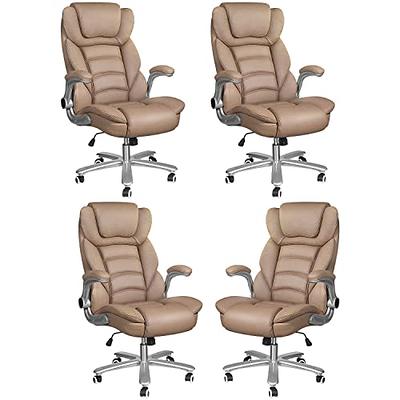  Sucrever Brown Leather Executive Office Chair, Big and Tall  Office Chairs for Heavy People 400lbs Wide Seat, High Back Leather Office Chair  Lumbar Support with Adjustable Armrests, Office Desk Chair 