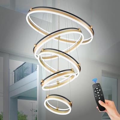 9-light led crystal ring double height stair chandelier - warm white