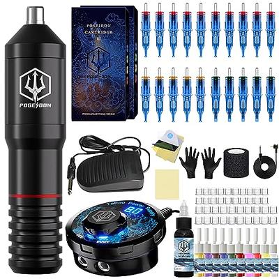 Tattoo Kit，POSEIDON Tattoo Pen Kit with Power Supply, Rotary Tattoo Machine  Kit Professional Complete with 20PCS Tattoo Cartridge Needles for Beginner（022）  - Yahoo Shopping