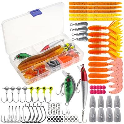 CWSDXM Worm Soft Plastic Bait Kit 100PCS 4 inch Worms Fishing