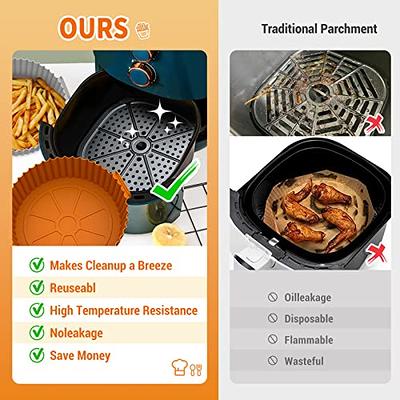 Air Fryer Silicone Pot, 8 inch Air Fryer Oven Accessories, Air Fryer Liners  Replacement for Flammable Parchment Liner Paper, Silicone Air Fryer Basket