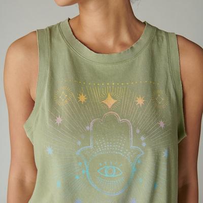 Lucky Brand Ombre Hamsa Muscle Tank - Women's Clothing Tops Tank Top in Oil  Green, Size S - Yahoo Shopping
