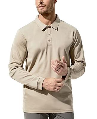 MIER Long Sleeve Golf Shirts Men Lightweight Casual Collared T-Shirt  Regular-fit Classic Polo Shirts Ourdoor Hiking Fishing, Khaki, XXL - Yahoo  Shopping