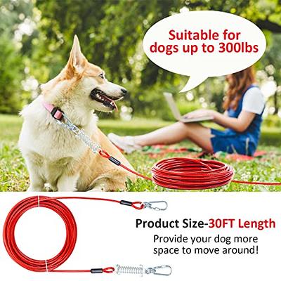 Tie Out Cable for Dogs Outside,30 FT Chew Proof Dog Runner for