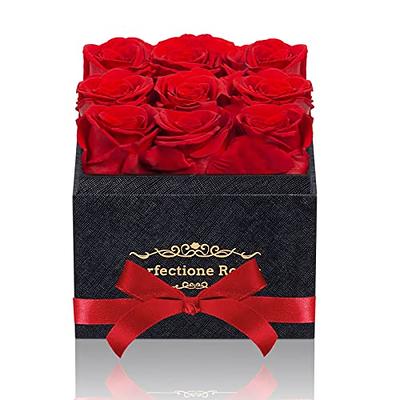 Beaulasting Roses Preserved Roses Box Eternity Roses Real Roses Gifts for  Her Valentine's Day Christmas Anniversary Birthday Mother's Day (Round  Black