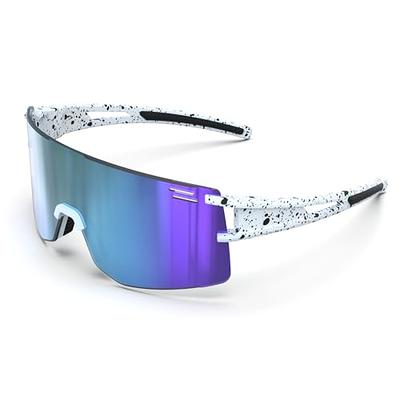 FEISEDY Sports Cycling Sunglasses, Wraparound 80s Visor Men Women, Rave  Neon Outdoor Shield Baseball Shades B9099