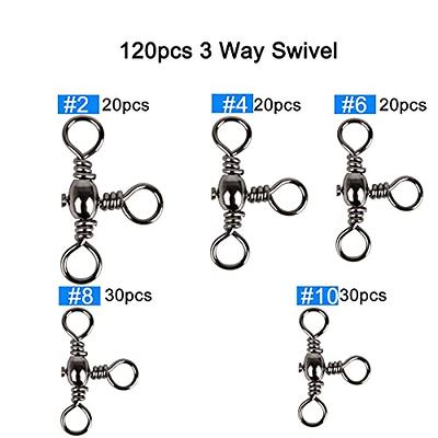 20pcs 3-Way Swivel Saltwater Fishing Barrel Swivel Connector Long