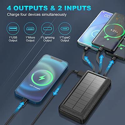 30000mAh Solar Power Bank with Camping Flashlights Fast Charging